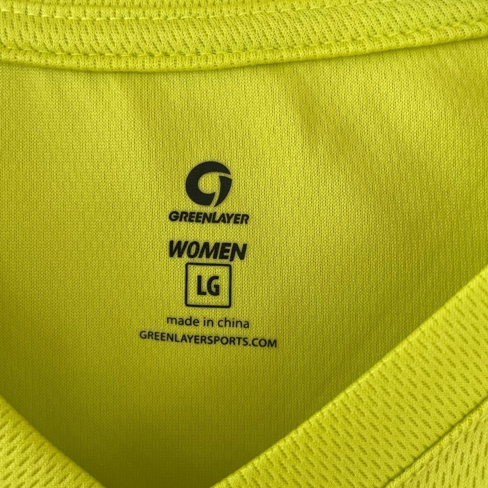 💕 NWOT Women High-Visibility Neon Micromesh Moisture Wicking V-neck T-shirt - Picture 2 of 4